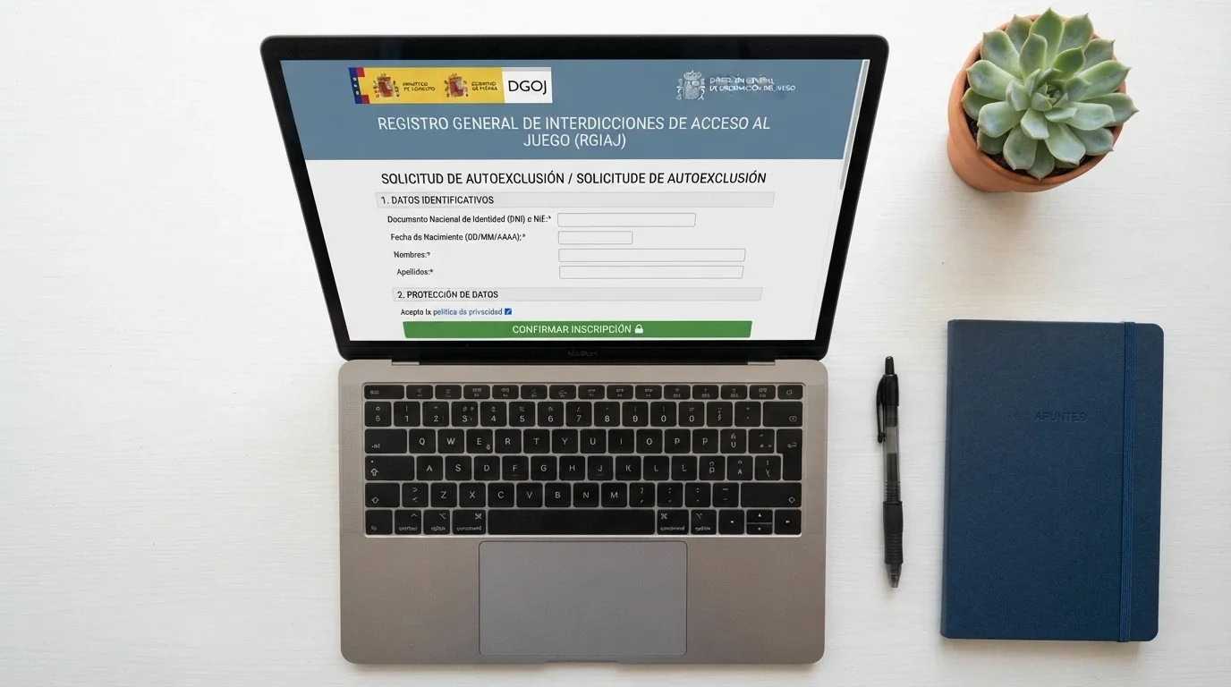 Pantalla de inscripción al RGIAJ en la sede electrónica de la DGOJ con el formulario visible