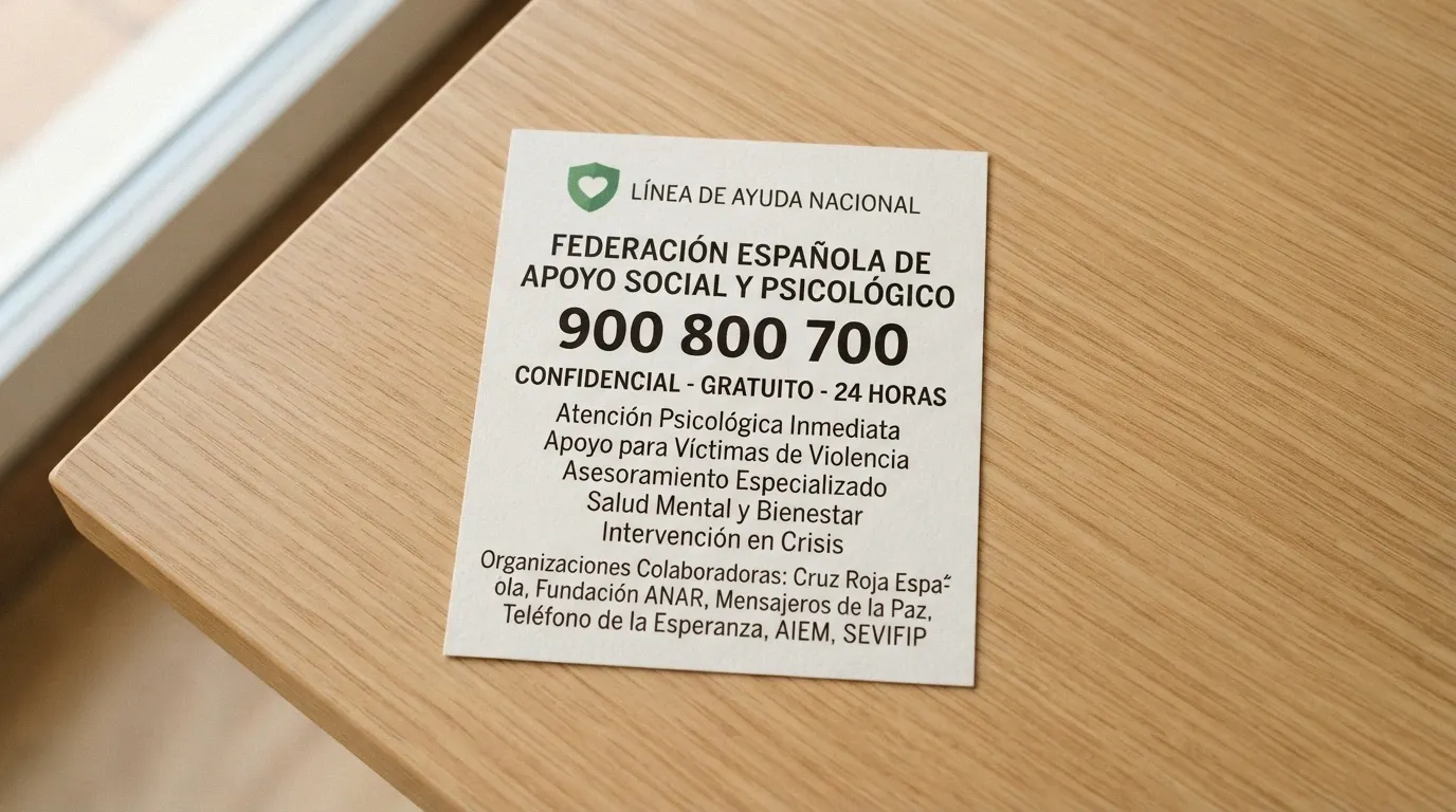 Tarjeta con el teléfono 900 533 025 de FEJAR, el logotipo del RGIAJ y los nombres de las principales asociaciones de ayuda al juego responsable en España