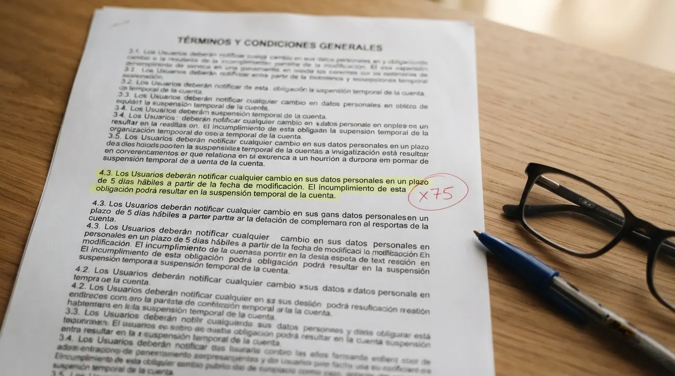 Primer plano de los términos y condiciones de un bono sin depósito con el requisito de apuesta resaltado