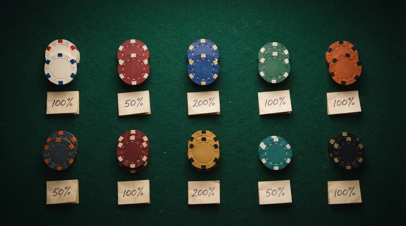 Mosaico de logotipos de casinos online con licencia DGOJ organizados en cuadrícula sobre un fondo de mesa de juego