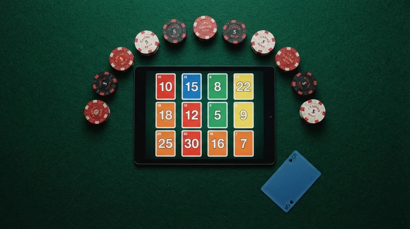 Tabla comparativa con fichas de casino y cifras de giros destacadas en primer plano
