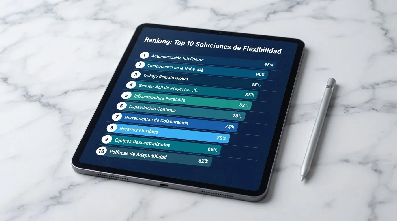 Tabla comparativa con los logotipos de los diez principales operadores con licencia DGOJ ordenados por puntuación sobre un fondo azul corporativo