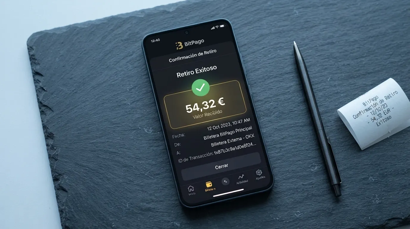 Cartera digital mostrando una transacción de Binance Coin hacia un casino online
