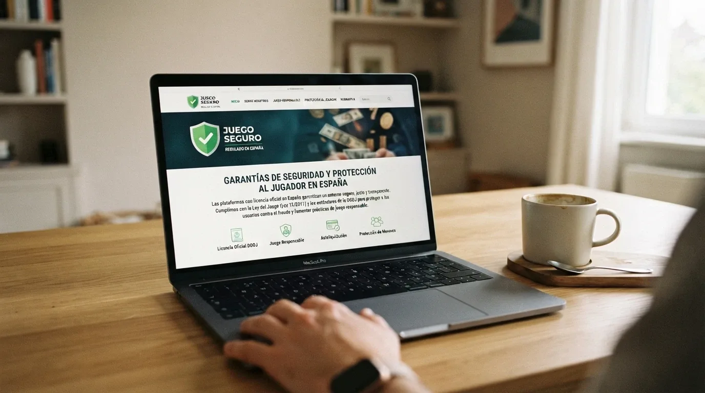 Captura de la web de la DGOJ (ordenacionjuego.es) con el sello de juego seguro, el dominio .es y los accesos al RGIAJ