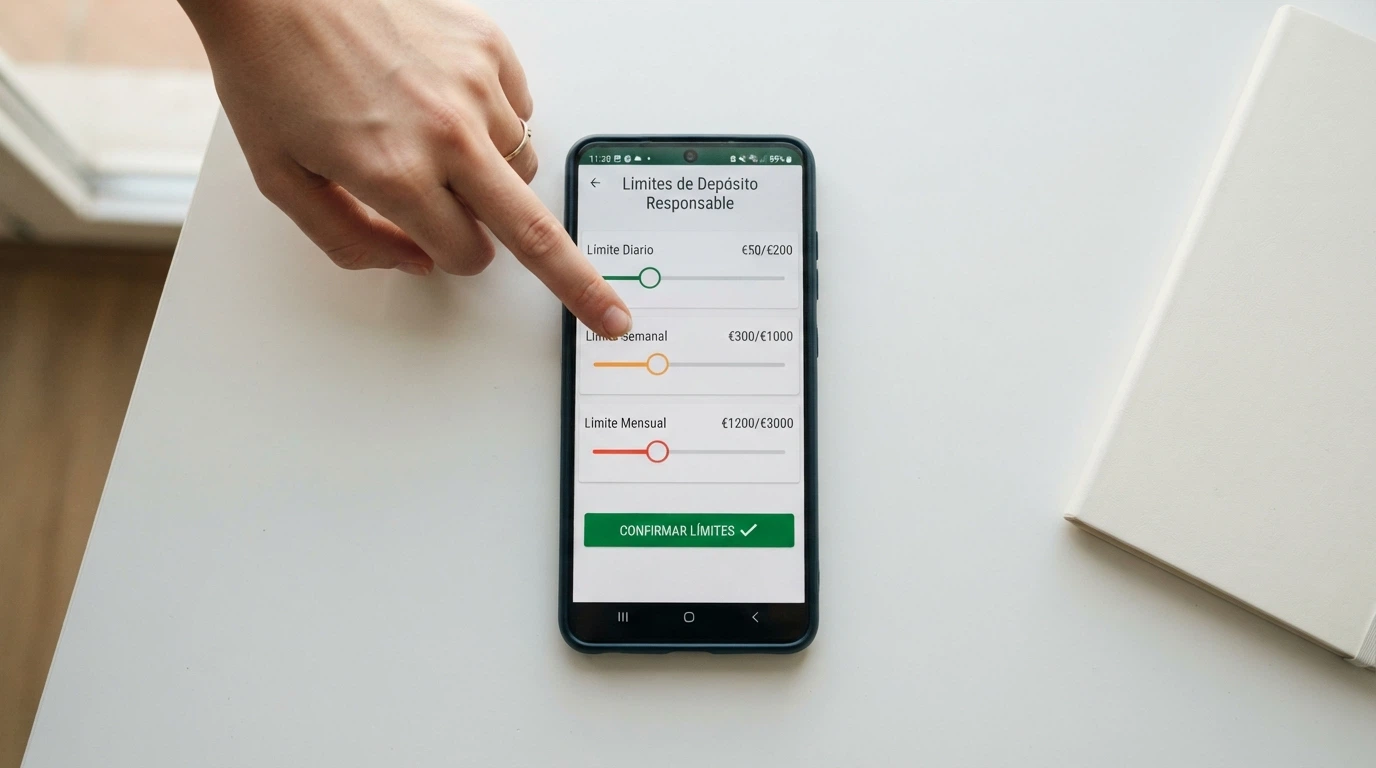 Panel de configuración de límites de depósito en la cuenta de un casino online español