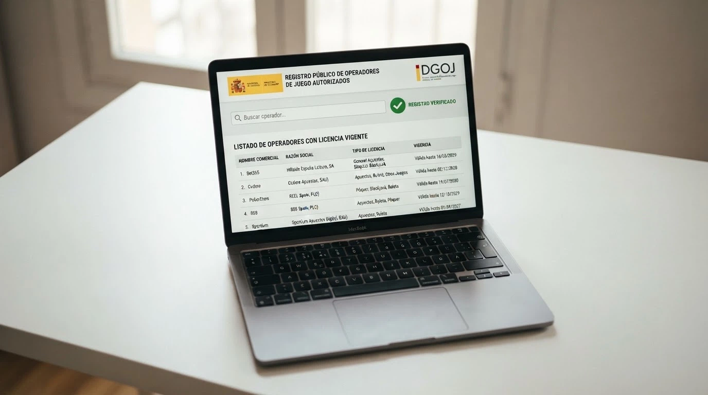 Pantalla del registro público de la DGOJ en ordenacionjuego.es con el listado de operadores autorizados