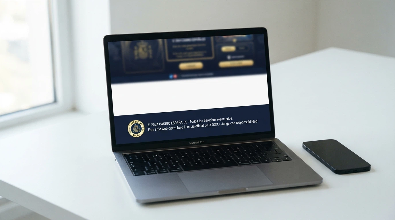 Captura del pie de página de un casino online español donde se ve el sello de la DGOJ, el dominio .es y el enlace a ordenacionjuego.es