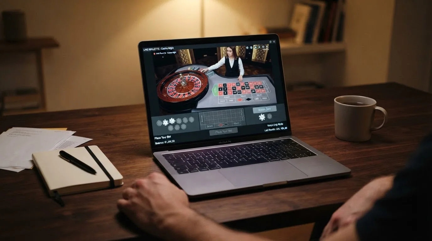 Interfaz de casino en vivo en modo observador: la mesa se ve en streaming pero los botones de apuesta están desactivados
