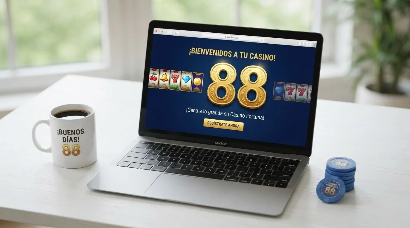 Pantalla de bienvenida de 888Casino mostrando la oferta de 88 tiradas gratis sin depósito y la selección de tragaperras disponibles