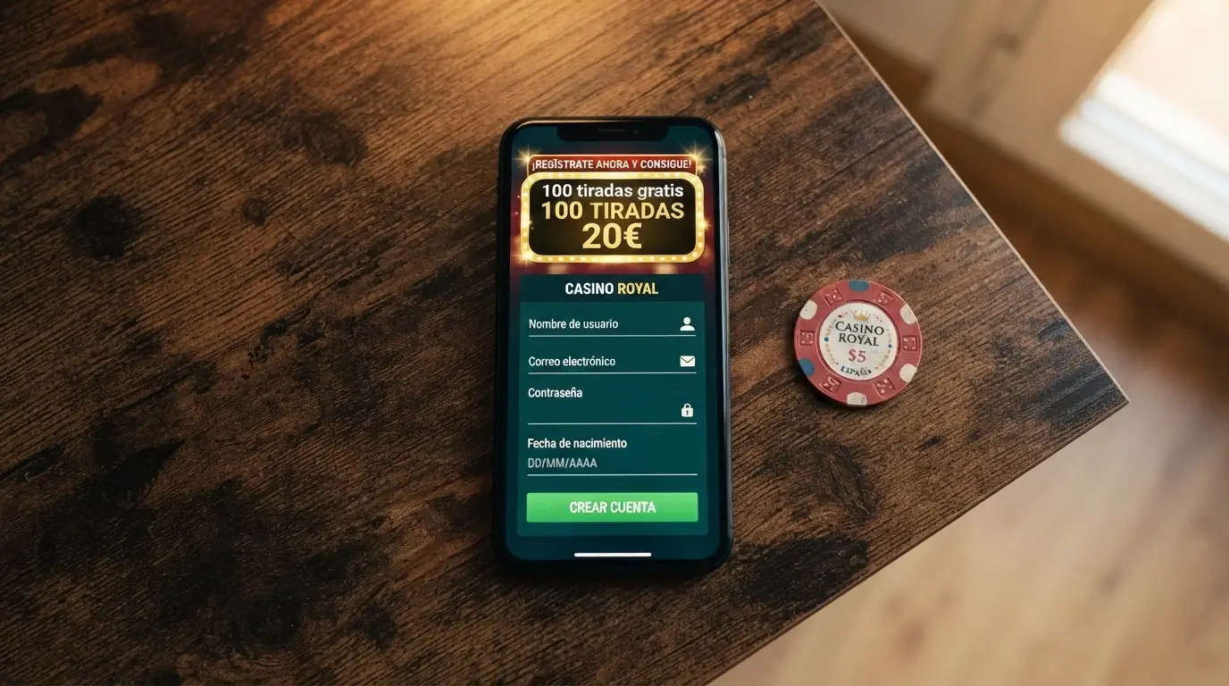 Interfaz de registro de JOKERBET con el reclamo de 20€ de saldo y 100 tiradas gratis en Wisdom of Athena 1000
