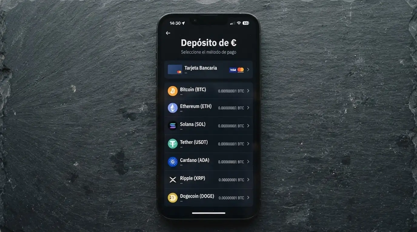 Interfaz de un casino con licencia de Anjouan donde se aprecian las opciones de depósito en Bitcoin, Ethereum y otras criptomonedas junto a tarjetas de crédito