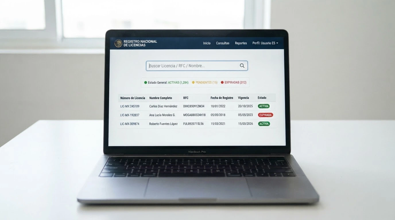 Captura del registro público de licencias en el sitio anjouangaming.com mostrando el buscador de entidades y el estado de una licencia