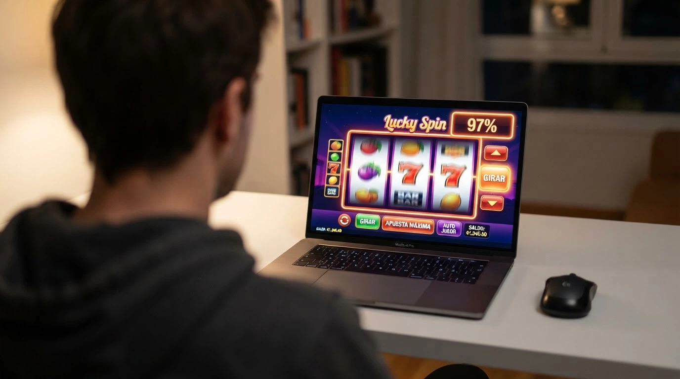 Captura de una tragaperras online con el porcentaje de RTP visible en la interfaz de juego